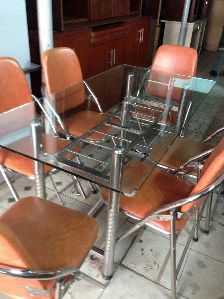 Thanh Lý Bộ Bàn Ăn Kiếng 6 Ghế Cũ